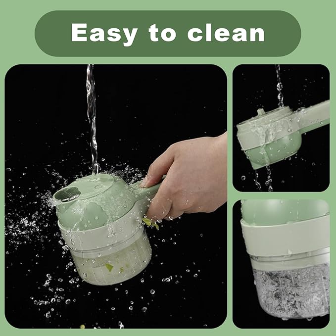 Multi-Functional Portable Wireless Vegetable Processor Electric 4-in-1 Vegetable Cutter Set