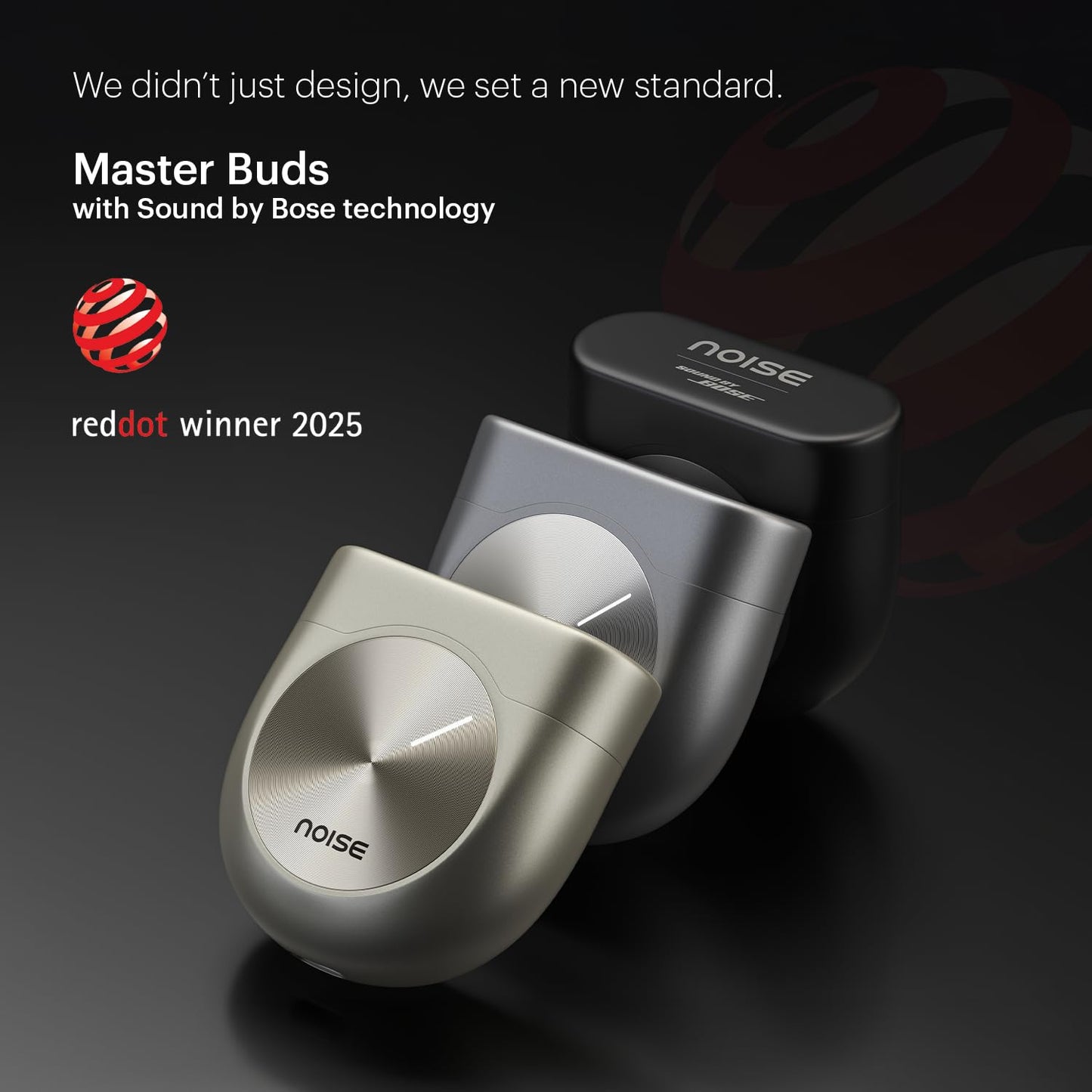 Noise Master Buds, Sound by Bose TWS Earbuds with 44hrs playback time, Adaptive ANC, Dual Pairing, 50ms Ultra Low Latency ,6 mic ENC