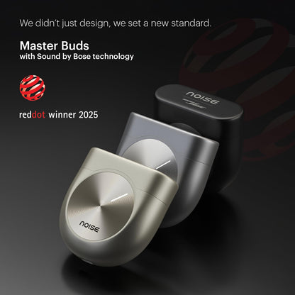 Noise Master Buds, Sound by Bose TWS Earbuds with 44hrs playback time, Adaptive ANC, Dual Pairing, 50ms Ultra Low Latency ,6 mic ENC