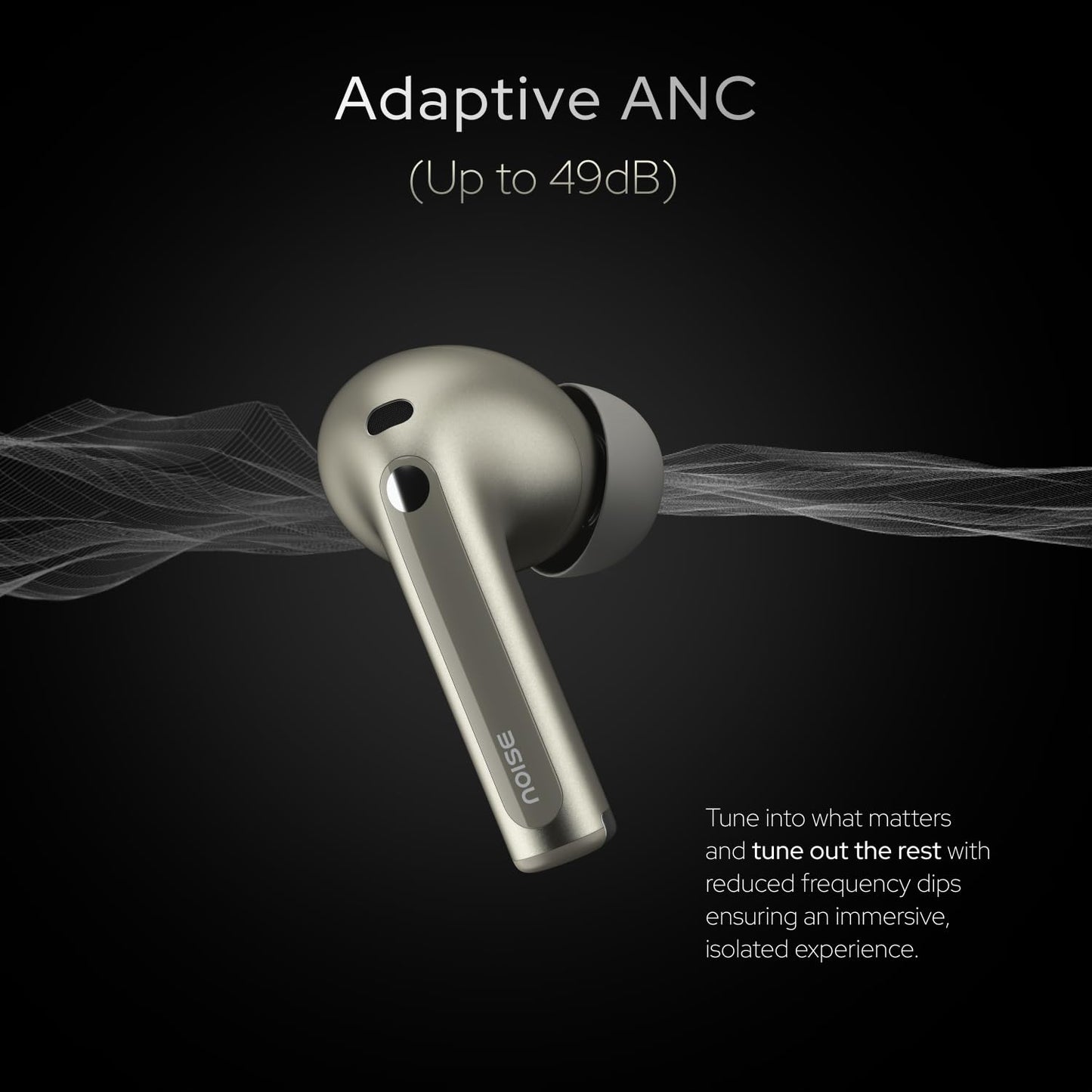 Noise Master Buds, Sound by Bose TWS Earbuds with 44hrs playback time, Adaptive ANC, Dual Pairing, 50ms Ultra Low Latency ,6 mic ENC