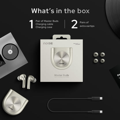 Noise Master Buds, Sound by Bose TWS Earbuds with 44hrs playback time, Adaptive ANC, Dual Pairing, 50ms Ultra Low Latency ,6 mic ENC
